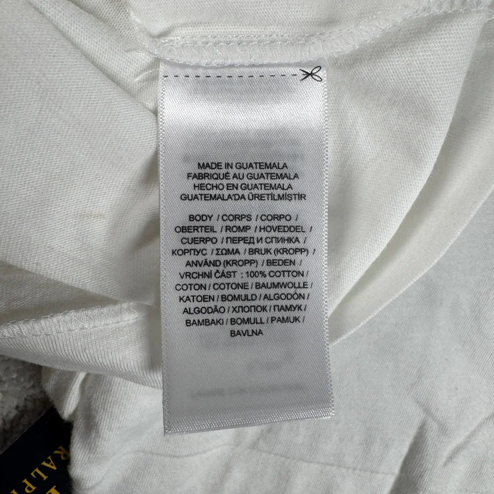 Polo Ralph Lauren T-Shirt Men 4XLT White Script Logo Graphic NWT Big & Tall HOLE